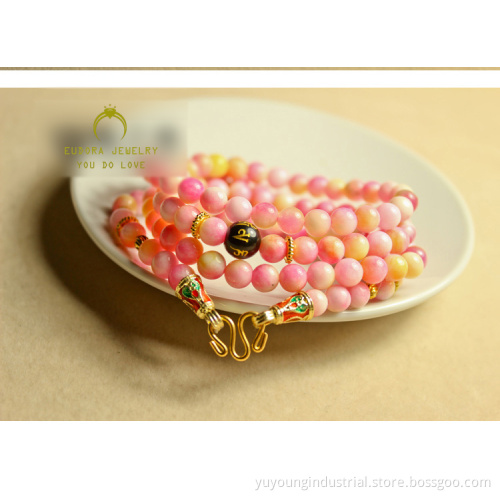 Natural Pink Agate Chalcedony Fashion Jewelry Crystal Necklace (XL2301)